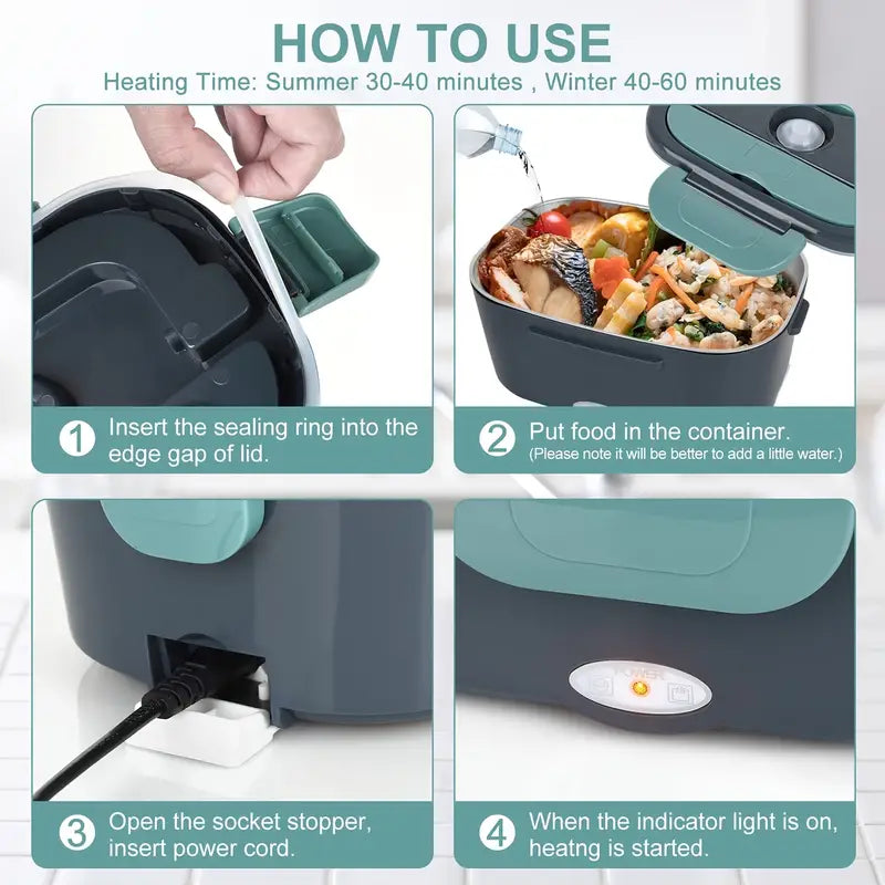 Electric Heated Lunch Organizer with Steel Case