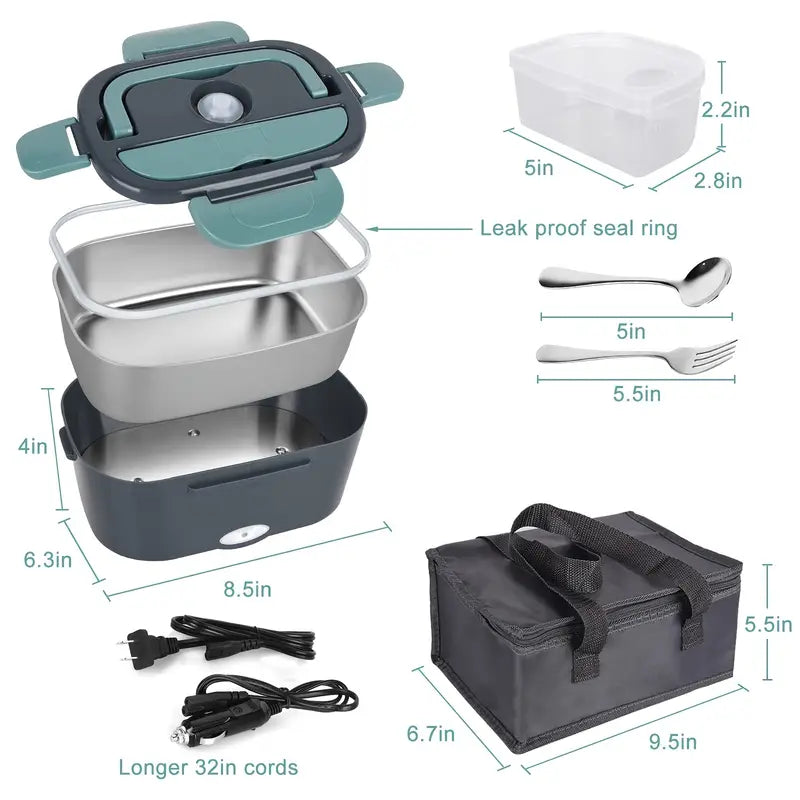 Electric Heated Lunch Organizer with Steel Case