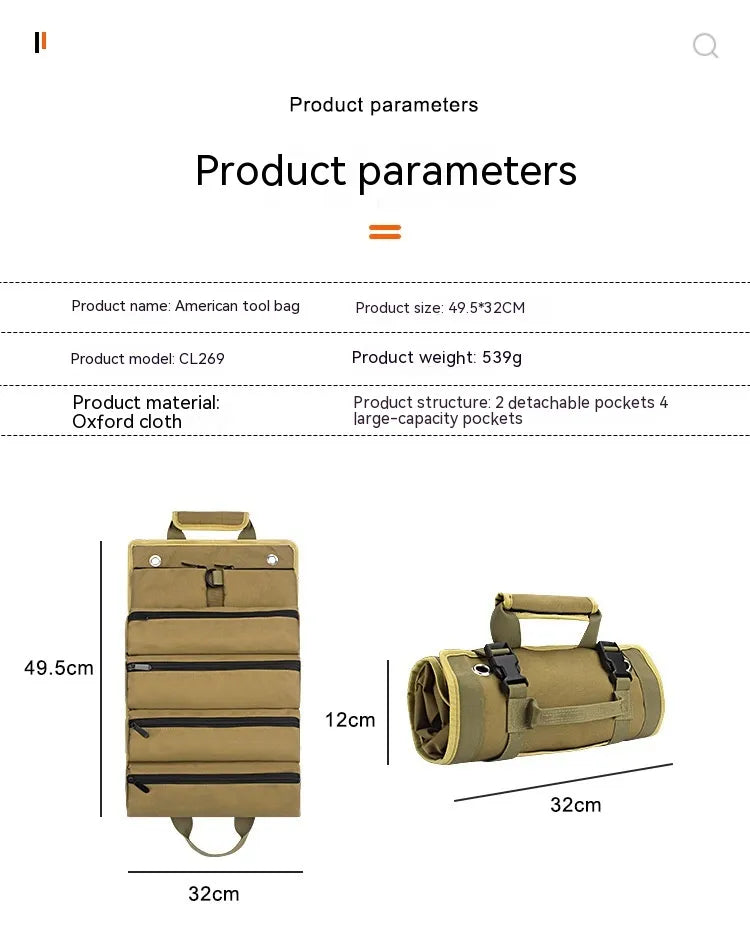Compact Tool Roll Organizer