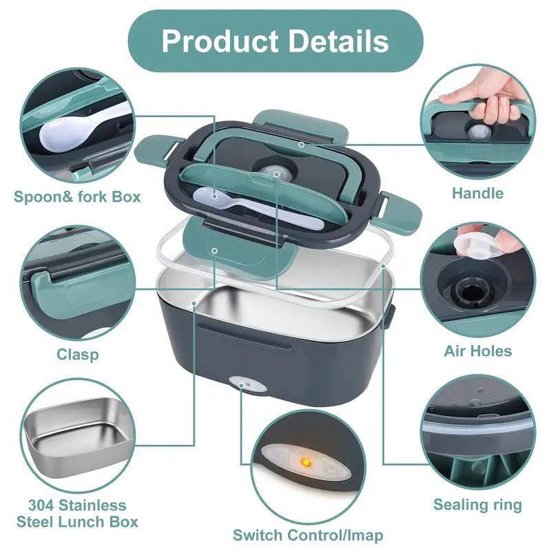 Electric Heated Lunch Organizer with Steel Case